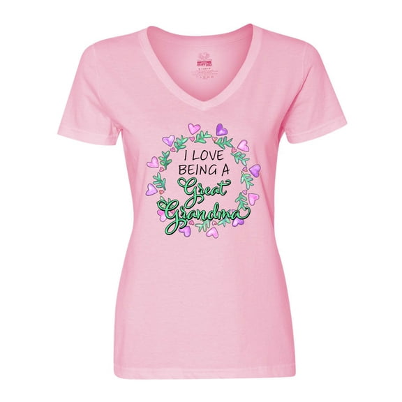 Inktastic I Love Being a Great Grandma- Circle of Hearts Women's V-Neck T-Shirt