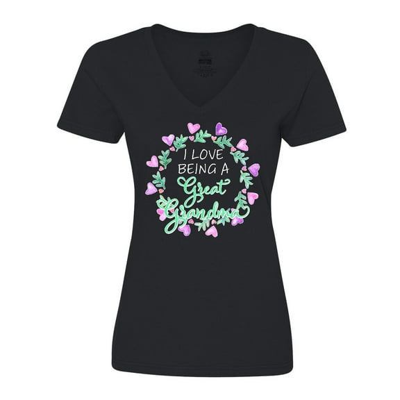 Inktastic I Love Being a Great Grandma- Circle of Hearts Women's V-Neck T-Shirt