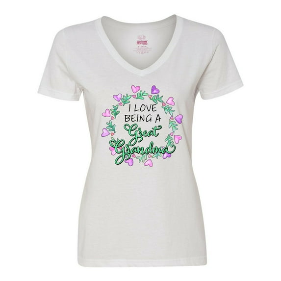 Inktastic I Love Being a Great Grandma- Circle of Hearts Women's V-Neck T-Shirt