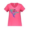 thumbnail image 1 of Inktastic I Love Being a Mermaid Colorful Heart Mermaid Tail Women's Plus Size V-Neck T-Shirt, 1 of 4