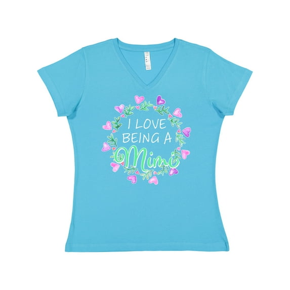 Inktastic I Love Being a Mimi- Circle of Hearts Women's V-Neck T-Shirt