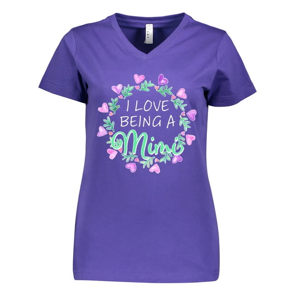 Inktastic I Love Being a Mimi- Circle of Hearts Women's V-Neck T-Shirt