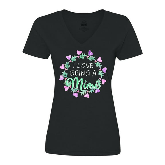 Inktastic I Love Being a Mimi- Circle of Hearts Women's V-Neck T-Shirt