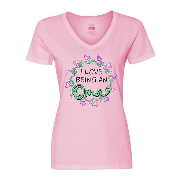 Inktastic I Love Being an Oma- Circle of Hearts Women's V-Neck T-Shirt