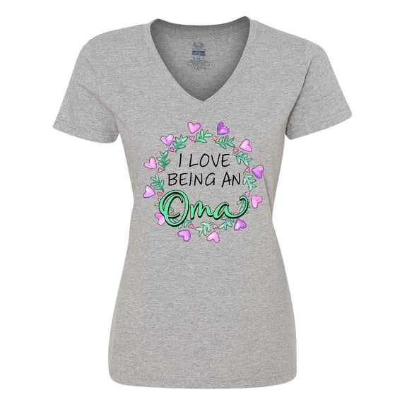 Inktastic I Love Being an Oma- Circle of Hearts Women's V-Neck T-Shirt