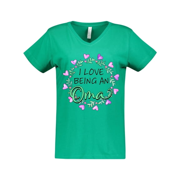 Inktastic I Love Being an Oma- Circle of Hearts Women's V-Neck T-Shirt