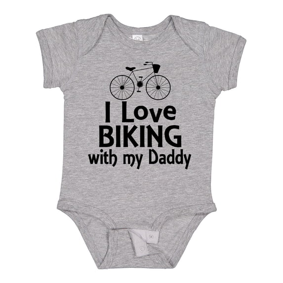 Inktastic I Love Biking with Daddy Boys or Girls Baby Bodysuit