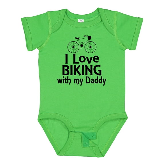 Inktastic I Love Biking with Daddy Boys or Girls Baby Bodysuit