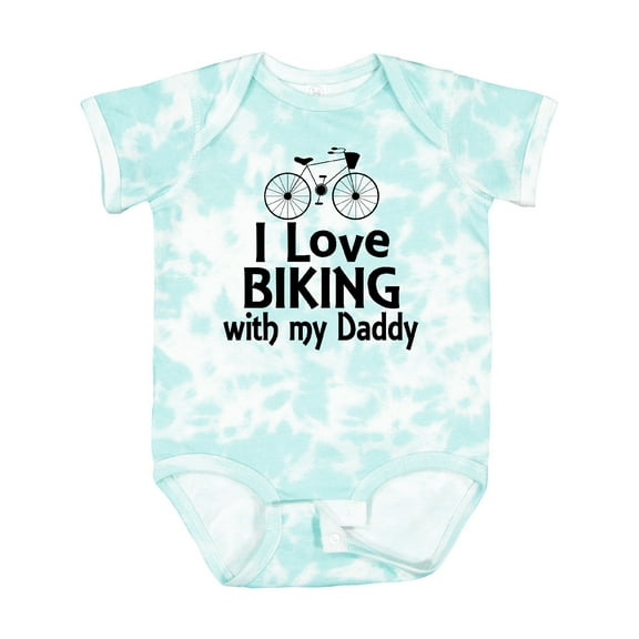 Inktastic I Love Biking with Daddy Boys or Girls Baby Bodysuit