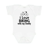 Inktastic I Love Biking with Daddy Boys or Girls Baby Bodysuit