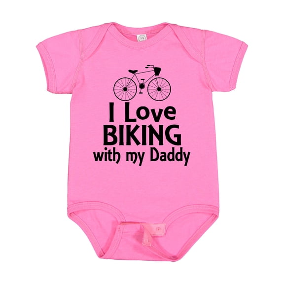 Inktastic I Love Biking with Daddy Boys or Girls Baby Bodysuit