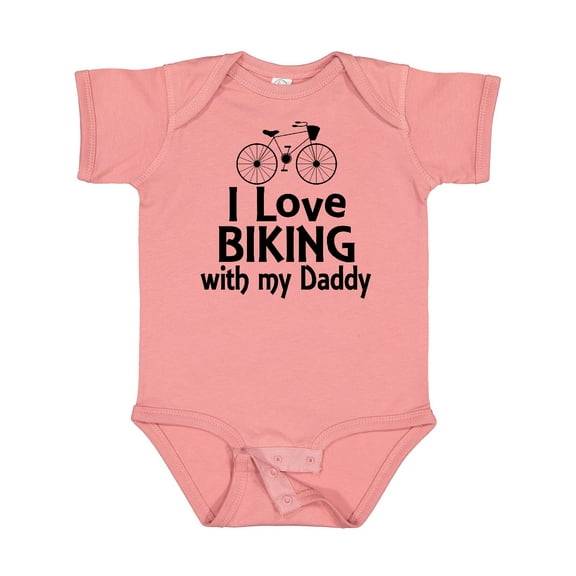 Inktastic I Love Biking with Daddy Boys or Girls Baby Bodysuit