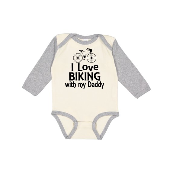Inktastic I Love Biking with Daddy Boys or Girls Long Sleeve Baby Bodysuit