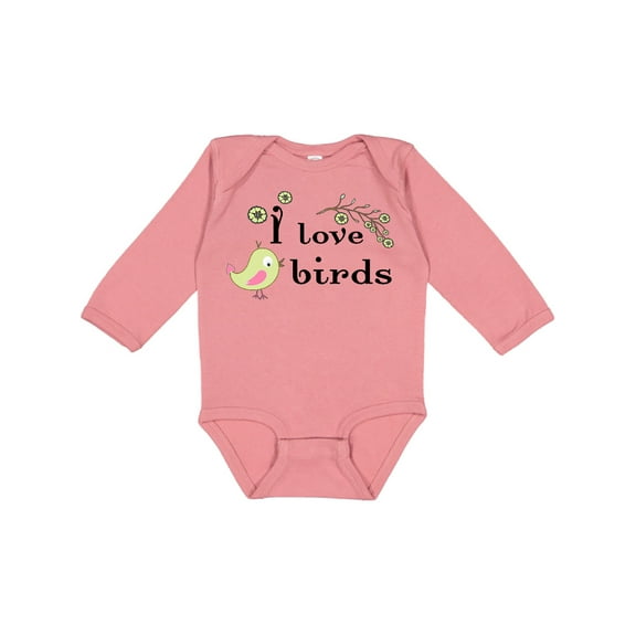 Inktastic I Love Birds green Boys or Girls Long Sleeve Baby Bodysuit