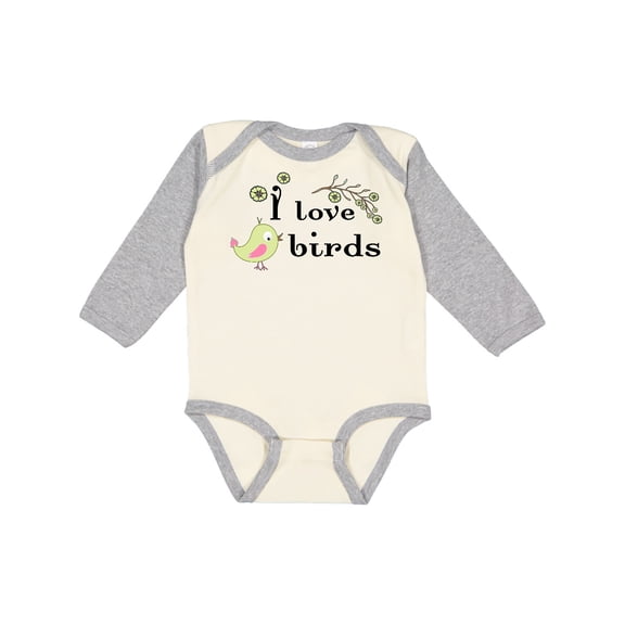 Inktastic I Love Birds green Boys or Girls Long Sleeve Baby Bodysuit