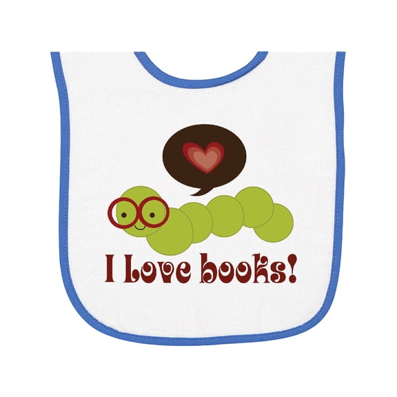 Inktastic I Love Books Bookworm Baby Terry Cloth Bib