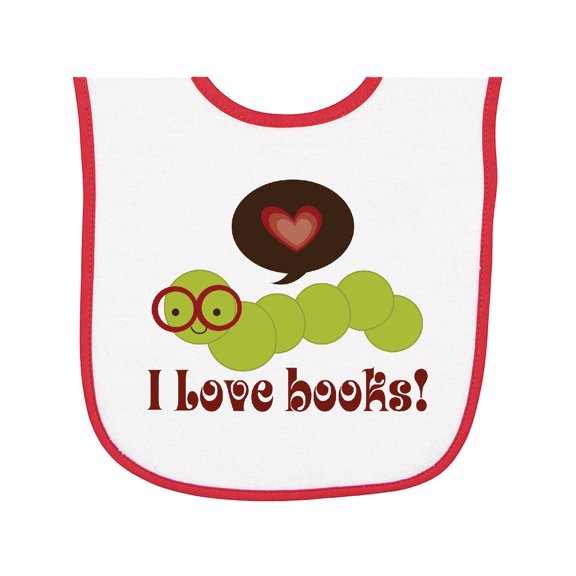 Inktastic I Love Books Bookworm Baby Terry Cloth Bib