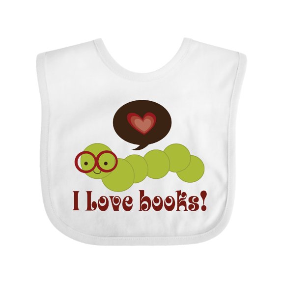 Inktastic I Love Books Bookworm Boys or Girls Baby Bib