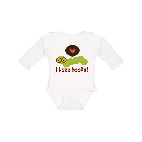 Inktastic I Love Books Bookworm Boys or Girls Long Sleeve Baby Bodysuit