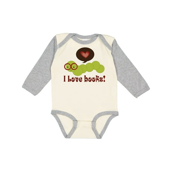 Inktastic I Love Books Bookworm Boys or Girls Long Sleeve Baby Bodysuit