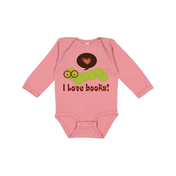 Inktastic I Love Books Bookworm Boys or Girls Long Sleeve Baby Bodysuit
