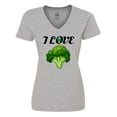 thumbnail image 1 of Inktastic I Love Broccoli Women's V-Neck T-Shirt, 1 of 5
