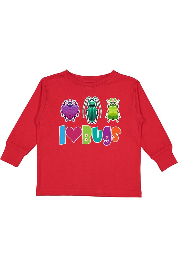 I Love Bugs Boys or Girls Long Sleeve Toddler T-Shirt