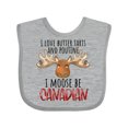 thumbnail image 1 of Inktastic I Love Butter Tarts and Poutine I Moose Be Canadian Pun Boys or Girls Baby Bib, 1 of 4
