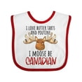 thumbnail image 1 of Inktastic I Love Butter Tarts and Poutine I Moose Be Canadian Pun Boys or Girls Baby Bib, 1 of 4