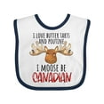 thumbnail image 1 of Inktastic I Love Butter Tarts and Poutine I Moose Be Canadian Pun Boys or Girls Baby Bib, 1 of 4