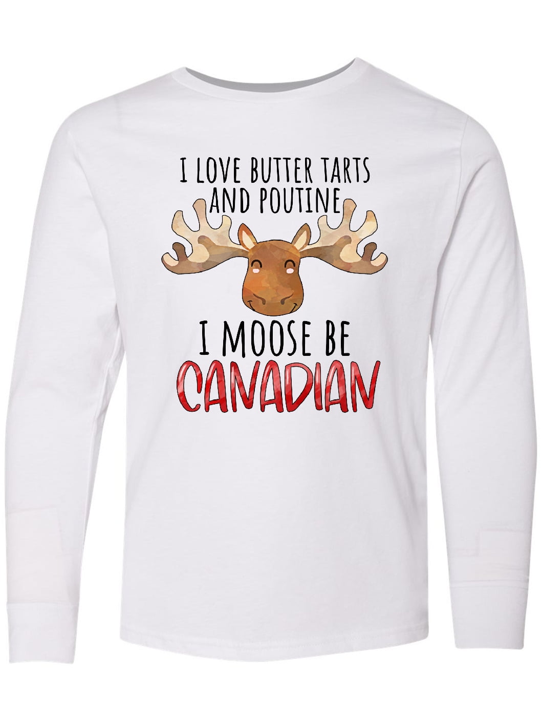 Inktastic I Love Butter Tarts and Poutine I Moose Be Canadian Pun Long Sleeve Youth TShirt