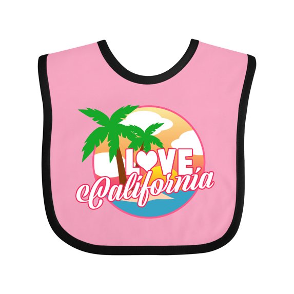 Inktastic I Love California with Ocean and Palm Trees Boys or Girls Baby Bib