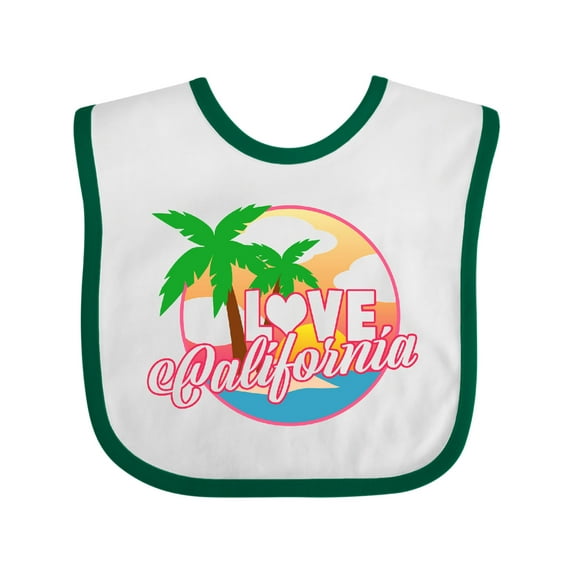 Inktastic I Love California with Ocean and Palm Trees Boys or Girls Baby Bib