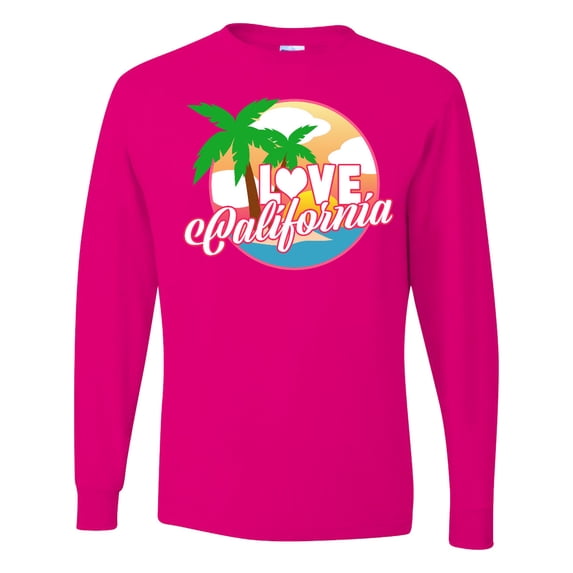 Inktastic I Love California with Ocean and Palm Trees Long Sleeve T-Shirt