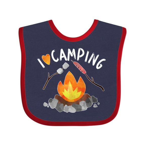 Inktastic I Love Camping- Campfire, Hot Dog, Marshmallows Boys or Girls Baby Bib
