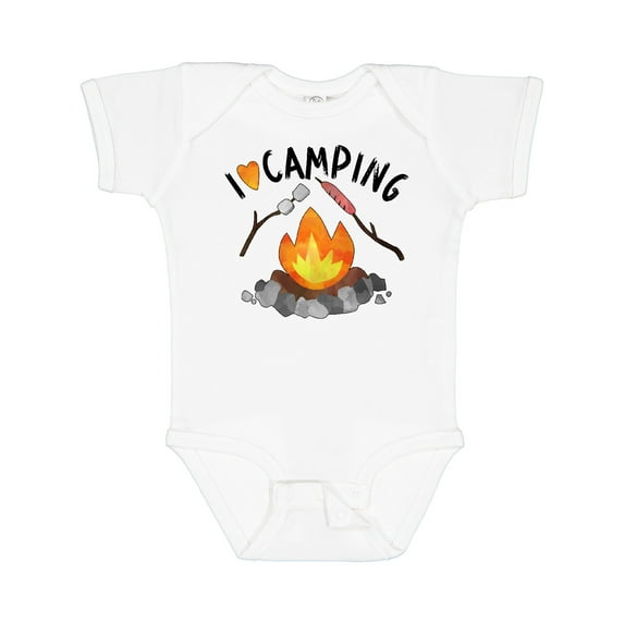 Inktastic I Love Camping- Campfire, Hot Dog, Marshmallows Boys or Girls Baby Bodysuit