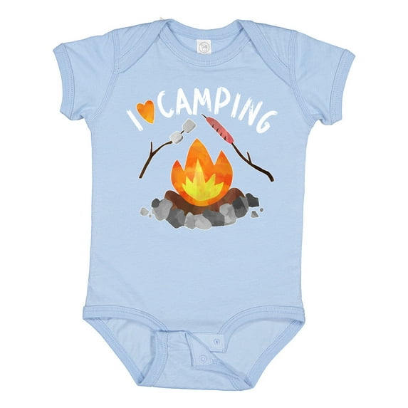 Inktastic I Love Camping- Campfire, Hot Dog, Marshmallows Boys or Girls Baby Bodysuit