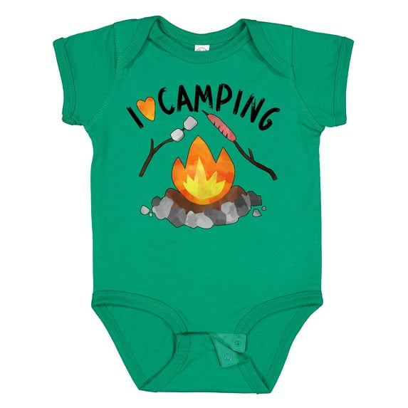 Inktastic I Love Camping- Campfire, Hot Dog, Marshmallows Boys or Girls Baby Bodysuit