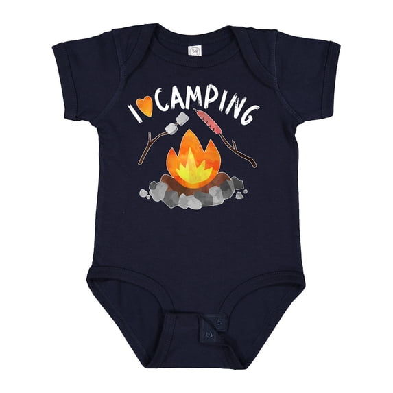 Inktastic I Love Camping- Campfire, Hot Dog, Marshmallows Boys or Girls Baby Bodysuit