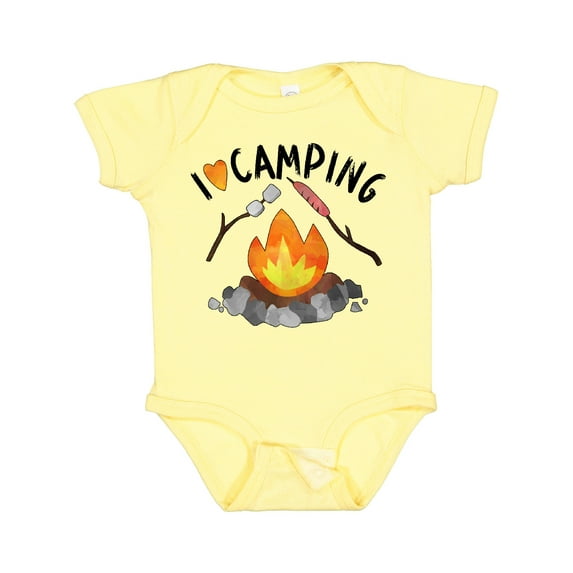 Inktastic I Love Camping- Campfire, Hot Dog, Marshmallows Boys or Girls Baby Bodysuit