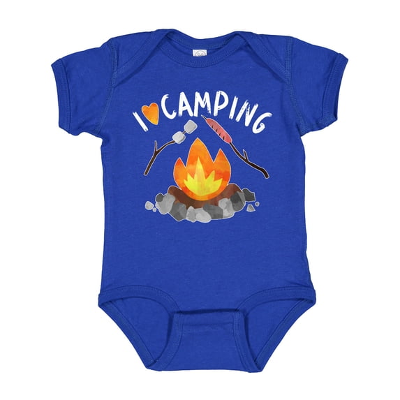 Inktastic I Love Camping- Campfire, Hot Dog, Marshmallows Boys or Girls Baby Bodysuit