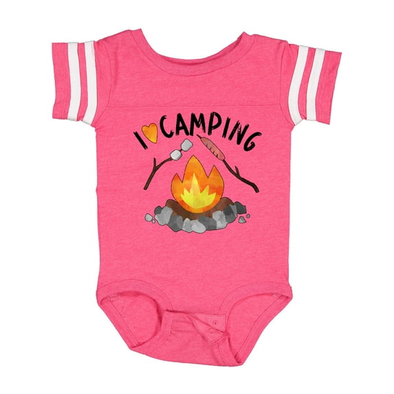 Inktastic I Love Camping- Campfire, Hot Dog, Marshmallows Boys or Girls Baby Bodysuit