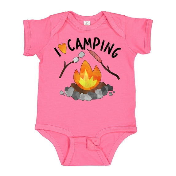 Inktastic I Love Camping- Campfire, Hot Dog, Marshmallows Boys or Girls Baby Bodysuit