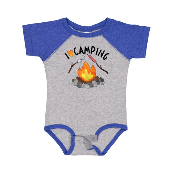 Inktastic I Love Camping- Campfire, Hot Dog, Marshmallows Boys or Girls Baby Bodysuit