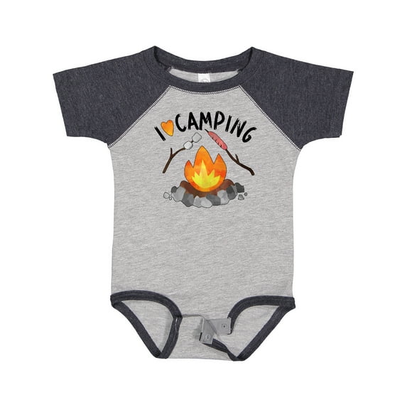 Inktastic I Love Camping- Campfire, Hot Dog, Marshmallows Boys or Girls Baby Bodysuit