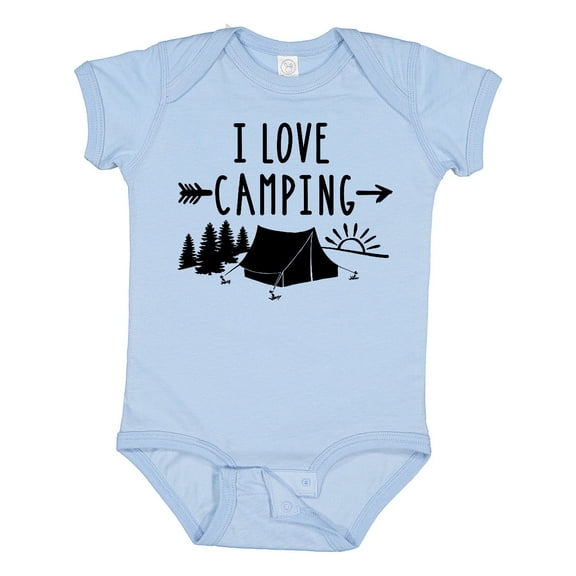 Inktastic I Love Camping- Tent and Trees Boys or Girls Baby Bodysuit