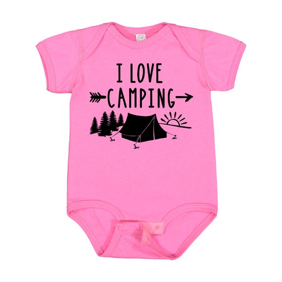 Inktastic I Love Camping- Tent and Trees Boys or Girls Baby Bodysuit