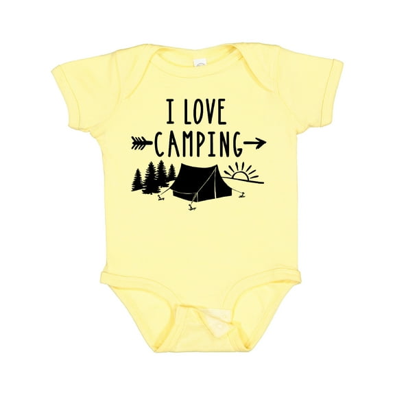 Inktastic I Love Camping- Tent and Trees Boys or Girls Baby Bodysuit