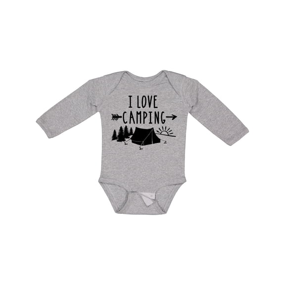 Inktastic I Love Camping- Tent and Trees Boys or Girls Long Sleeve Baby Bodysuit