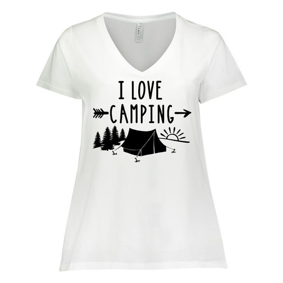 Inktastic I Love Camping- Tent and Trees Women's Plus Size V-Neck T-Shirt